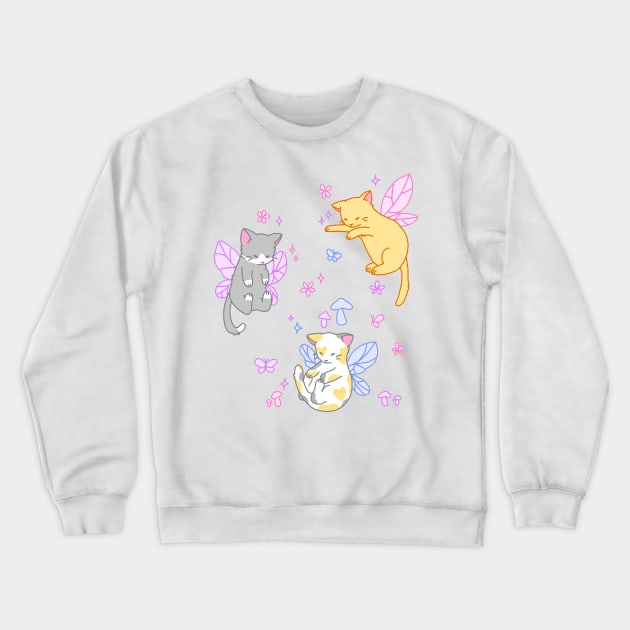 fairy kitties (pink/purple/blue) Crewneck Sweatshirt by casserolestan